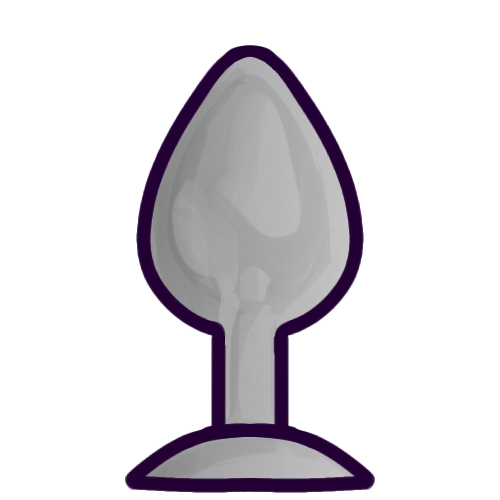 A simple drawing of a grey metal butt plug.